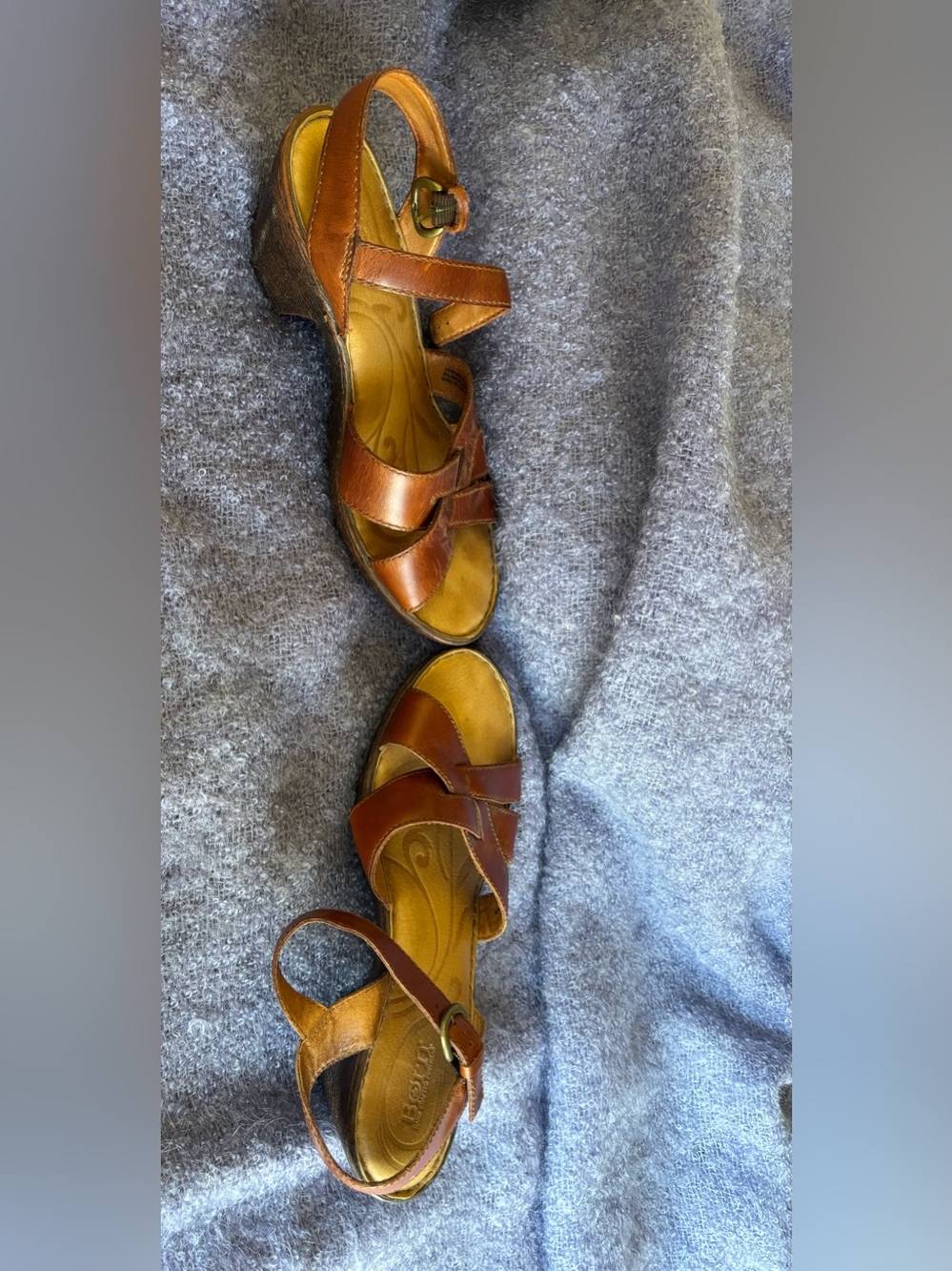 Born Brown Leather Sandals with Buckle Strap